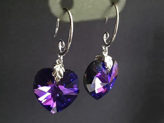 Amethist Heart Earrings