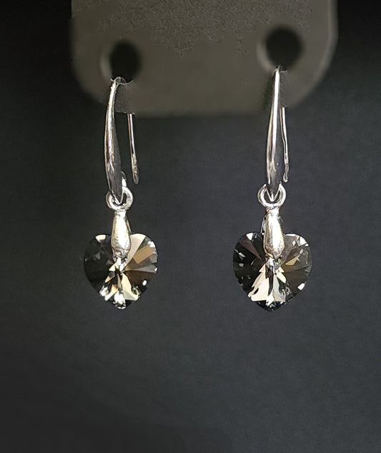 Silver Steel Heart Earrings